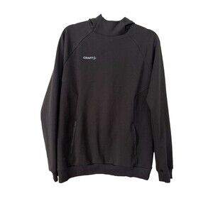Craft Sportswear Hoodie Black Pullover Sweatshirt Fleece Lined Athletic Unisex M